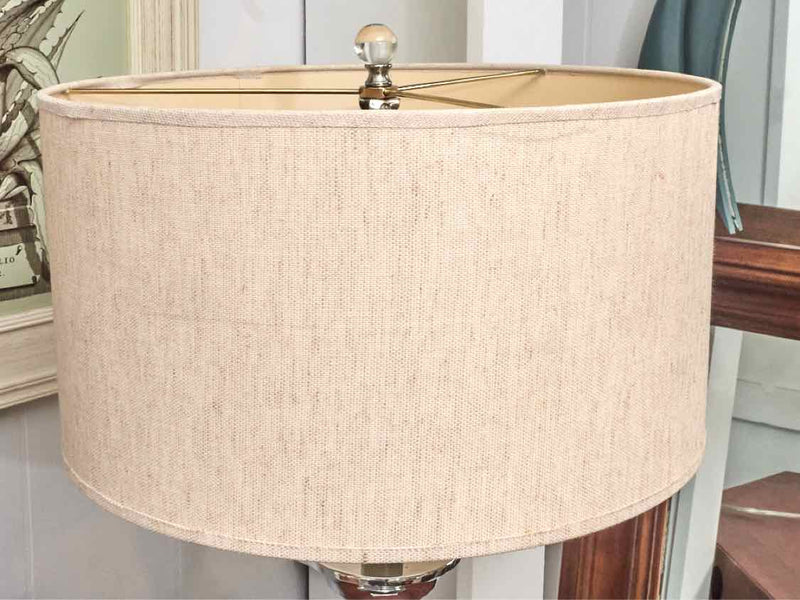 Silver Metal Acrylic Accent Table Lamp With Linen Drum Shade