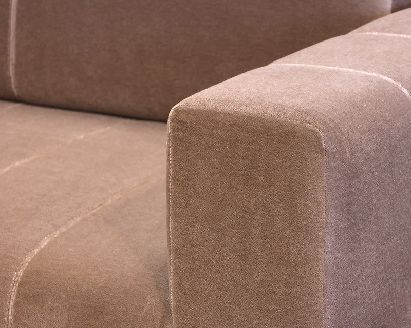 Heather Brown Mohair Contemporary Sofas with Re-moveable Head Rests