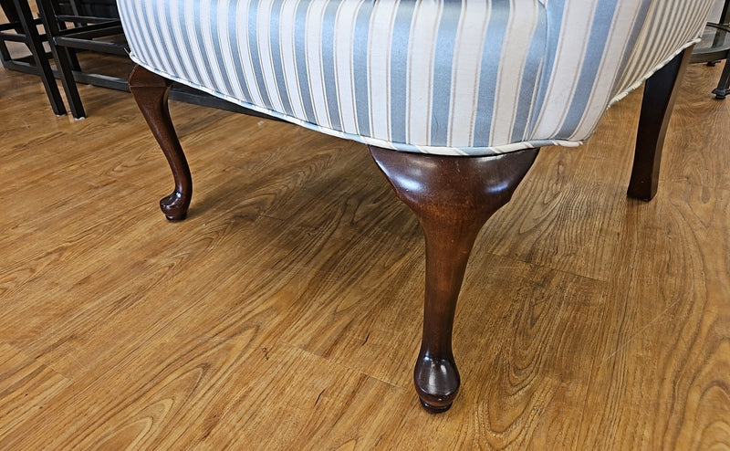 Pair of  Striped Queen Anne Wingback Chairs