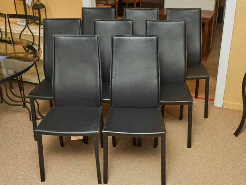 Set Of 8 Bo Concept Black Bonded Leather  Dining Chairs