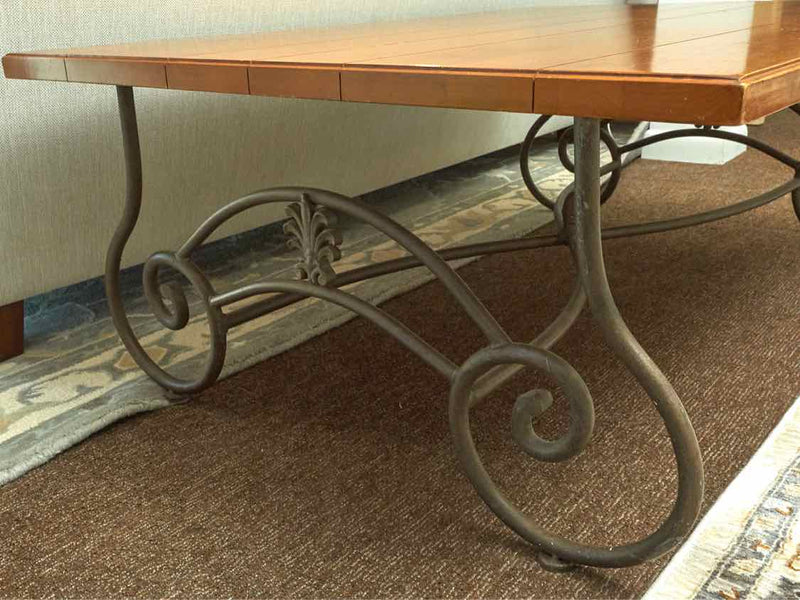 Ethan Allen Plank Top Metal Legs  Cocktail Table