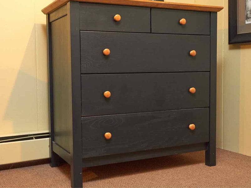 Vermont Tubbs Maple Top Black Finish  5 Drawer With Mirror Chest