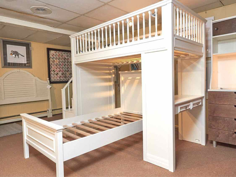 Pottery Barn 'Fillmore' White Twin Over Twin  Loft Bed Stairs & Desk Bunkbed