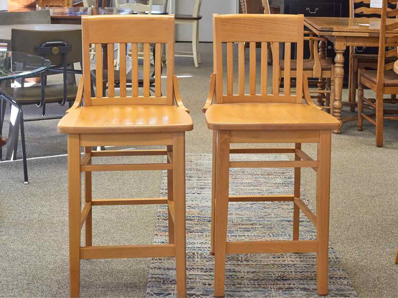 Pair of Eastern Butcher Block Maple Counter Stools