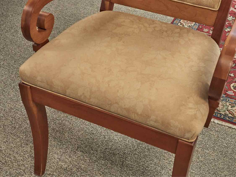 West Brothers Furniture Cherry Dining Table & Set of Six Upholstered Chairs