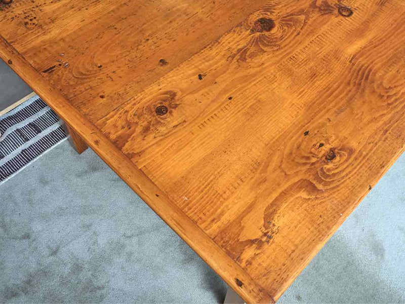 Stained Pine Shaker Style Legs  Dining Table With Drawer 2 15" Leaves & Drawer