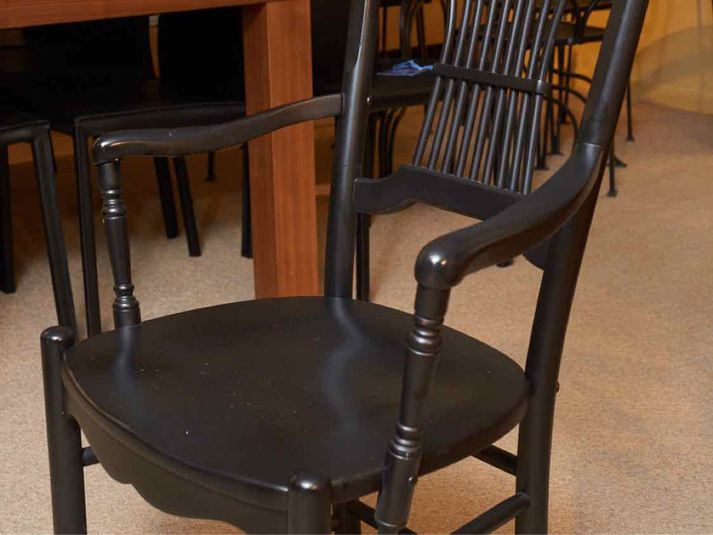 Nichols & Stone Maple Top Black Finish 6 Fan Back Chairs 1 Leaf  Dining Table