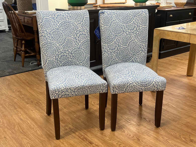 Pair of Blue Floral Side Chairs