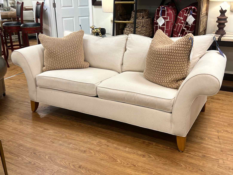 Ethan Allen White Shadow Striped Sofa