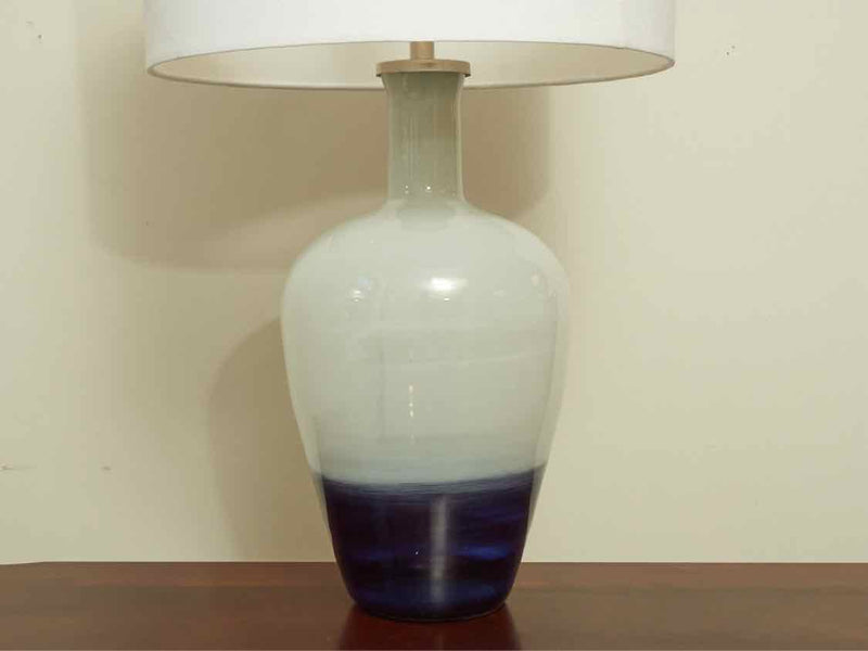 Royal Horizon Glass Table Lamp With Ivory Drum Shade