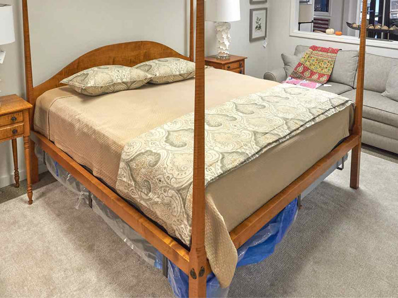 Eldred Wheeler Tiger Maple Four Poster King Bed