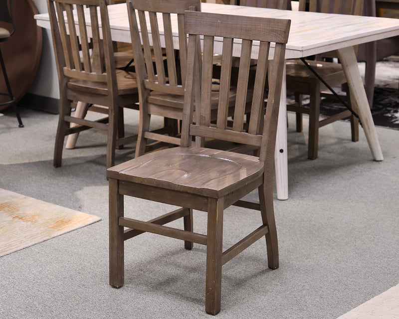 Modern Rustic Leg Dining Table with Leaf in White & Set of 6 Grey Chairs