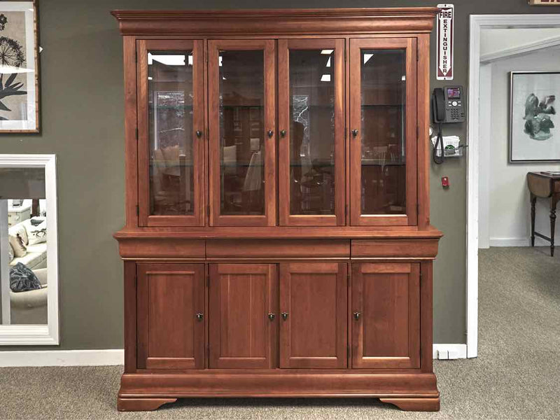 West Brothers Furniture Cherry Two Piece Louie Philipe Style China Cabinet