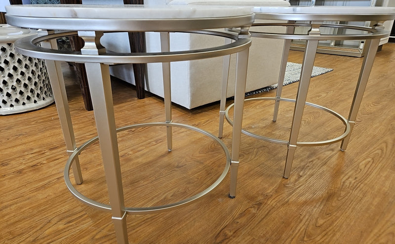 Pair of 'Milroy' Marble Side Tables