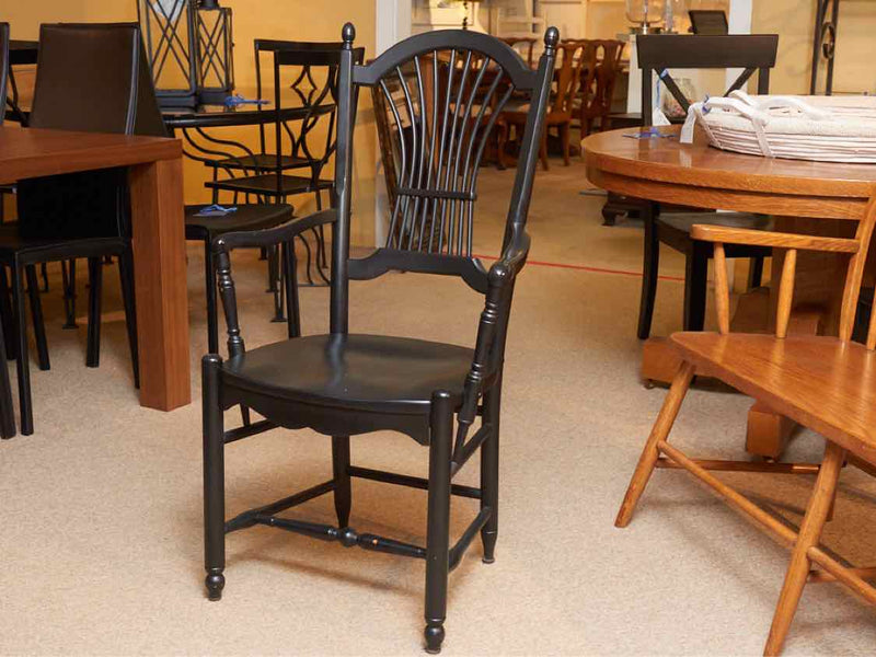 Nichols & Stone Maple Top Black Finish 6 Fan Back Chairs 1 Leaf  Dining Table