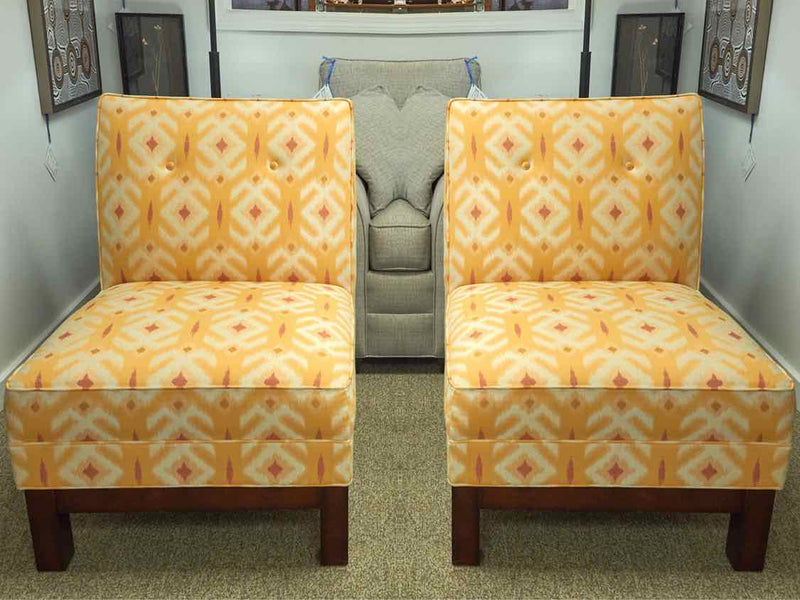 Pair of Mitchell Gold Slipper Chairs in Sherbert