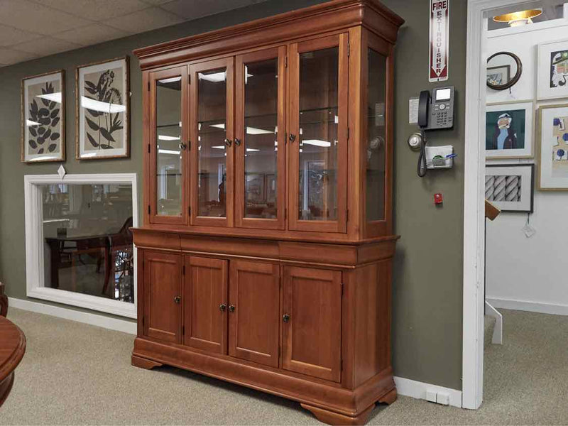 West Brothers Furniture Cherry Two Piece Louie Philipe Style China Cabinet