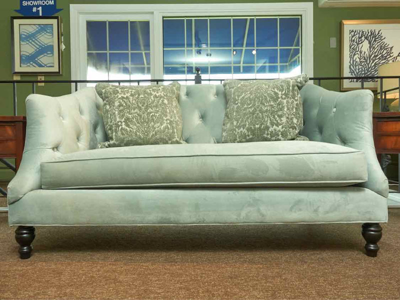 Mint Green Performance Velvet Tufted Back  Loveseat