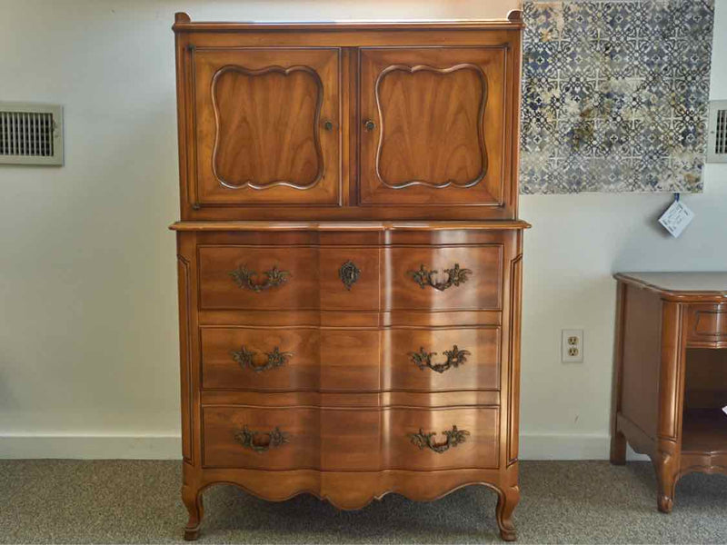 John Widdicomb Light Cherry Chifforobe With Scalloped Backsplash