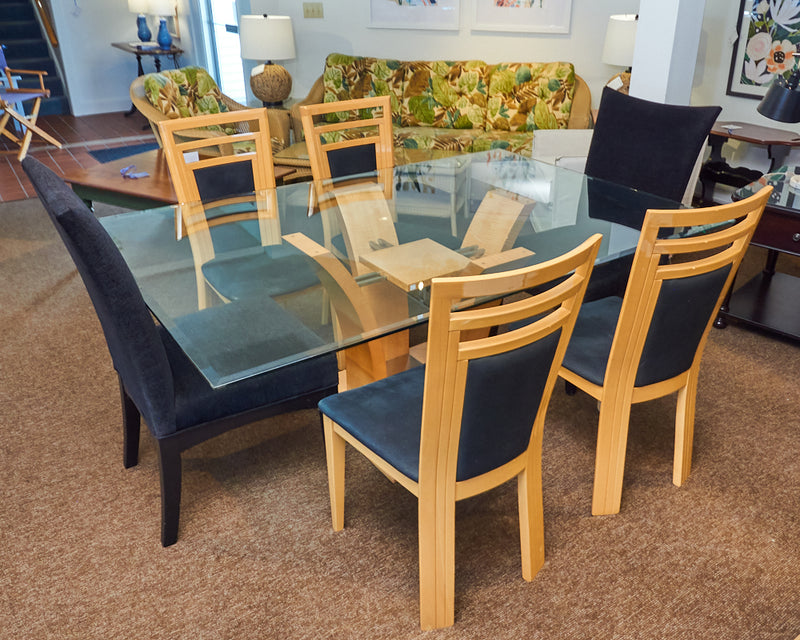 Lexington Furniture Contemporary Glass Top Table & (6) Chair Sets