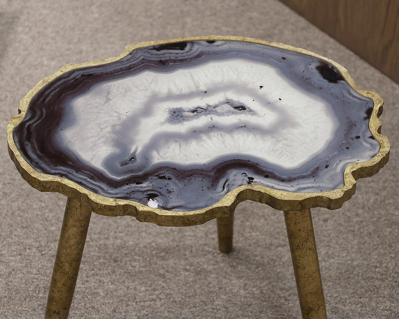 Geode Slice Side Table on Wood Legs