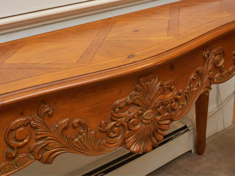 Ethan Allen Stained Cherry Entrance  Console with Carved Detail