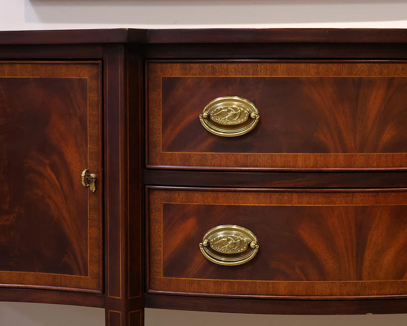 Henkel Harris 2-Drawer 2-Door Server with Crotch Mahogany Inlay and Brass Pulls