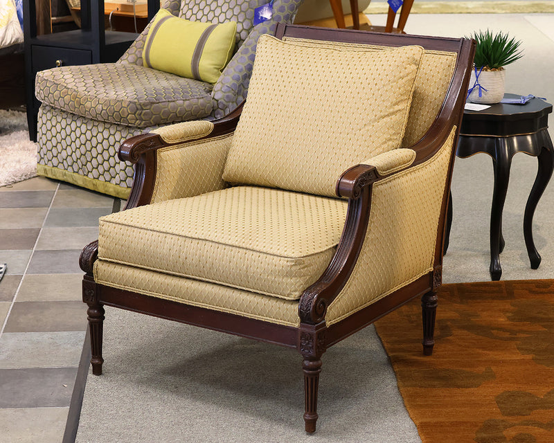 Ethan Allen Accent Chairs in beige diamond mini print fabric