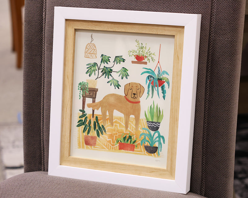 "Urban Jungle Dogs III" Print in Natural Wood Frame