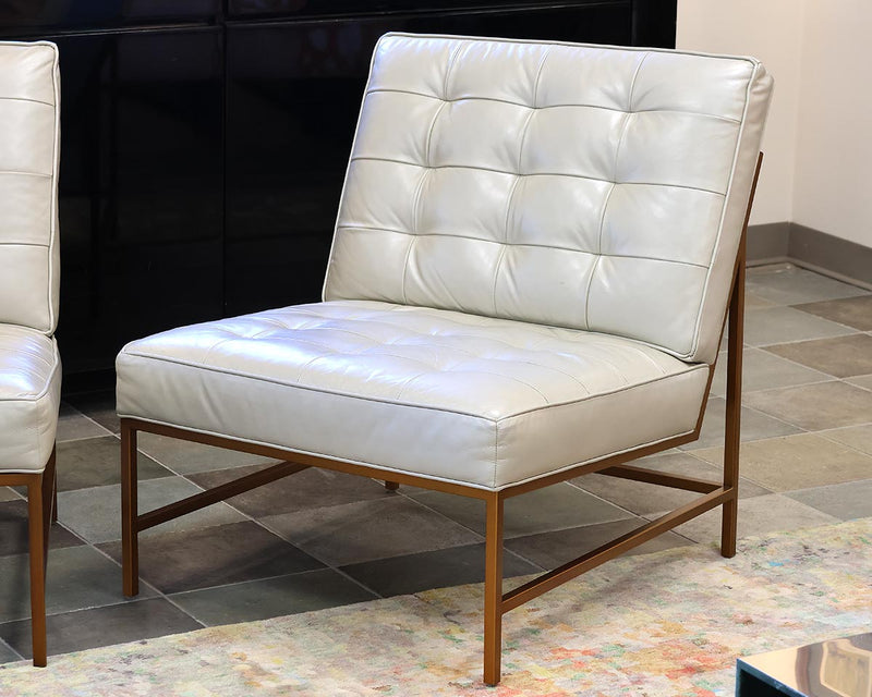 Pair of Mitchell Gold + Bob Williams 'Major' Chairs in Margee Silver Leather