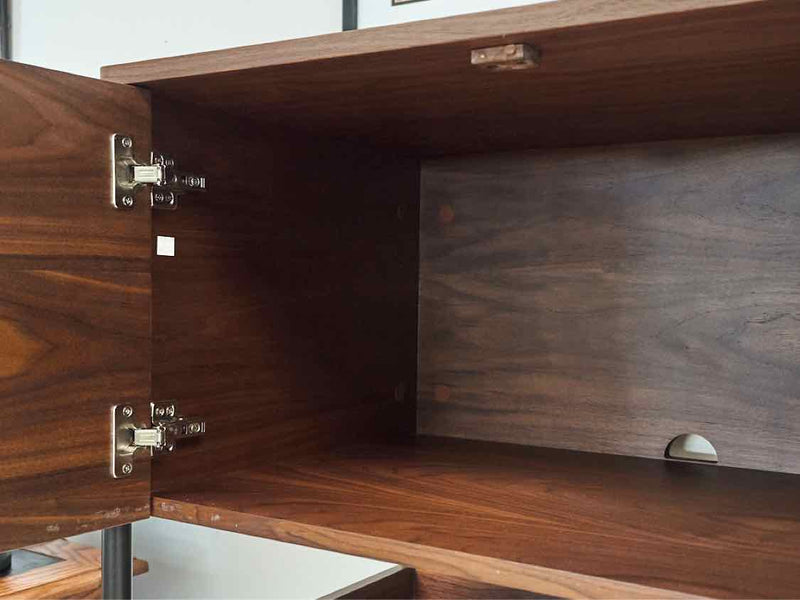 Walnut Storage Cabinet With Metal Accents