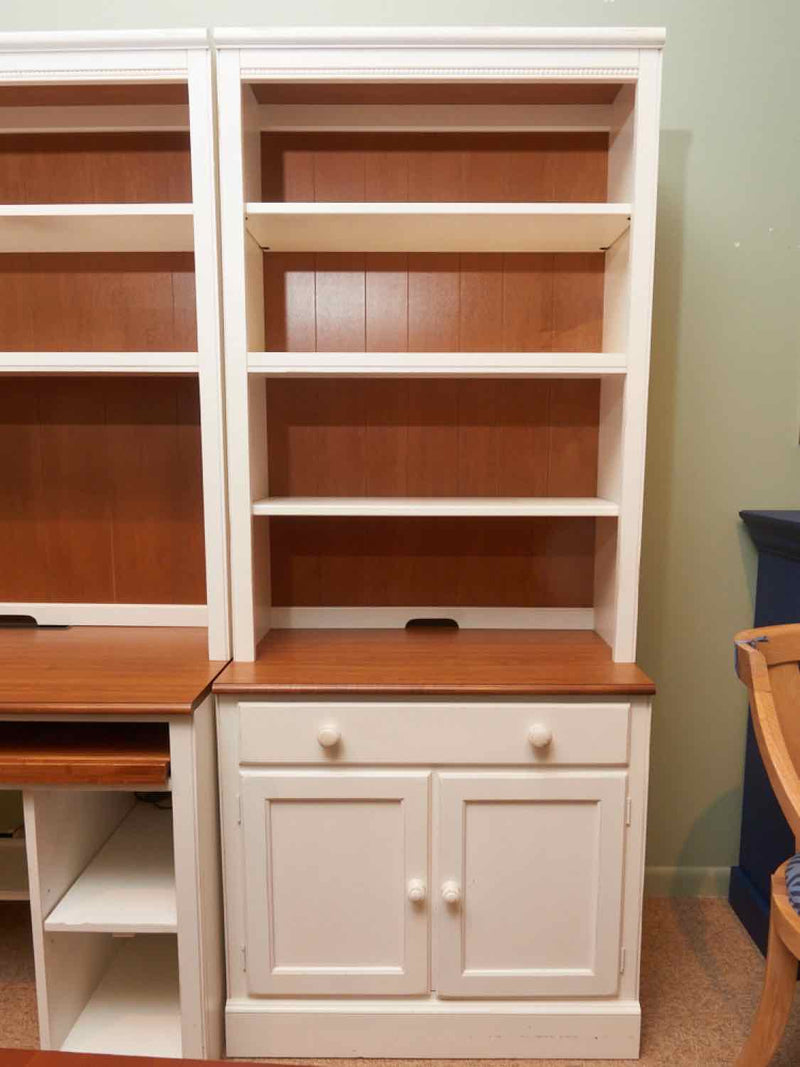 Ethan Allen  3  Piece White Finish & Cherry Top Bookcases