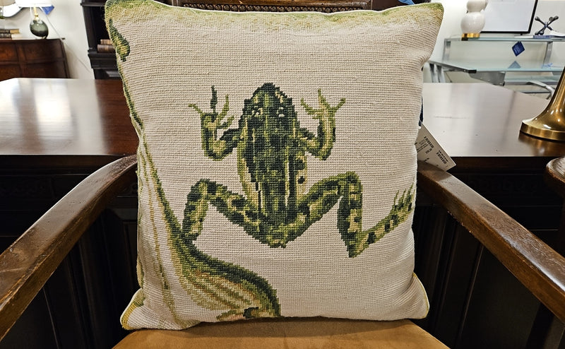 Hooked Wool Frog Pillow