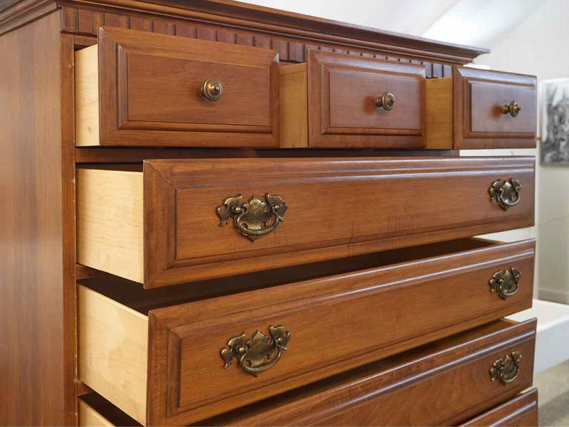 Maple 9 Drawer  Chest on Chest  with Ornate Pulls