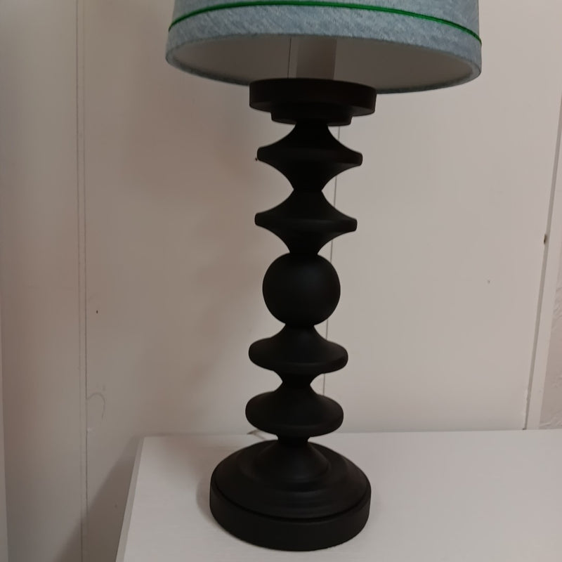 Dann Foley Art Deco Geometric Black Base Blue Shade Table Lamp