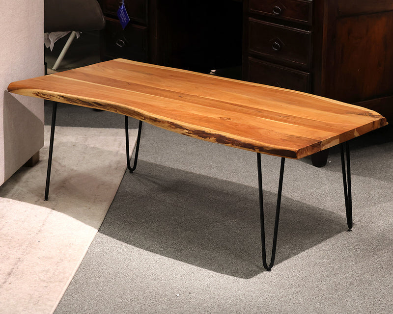 Acacia Live Edge Cocktail Table on Hairpin Legs