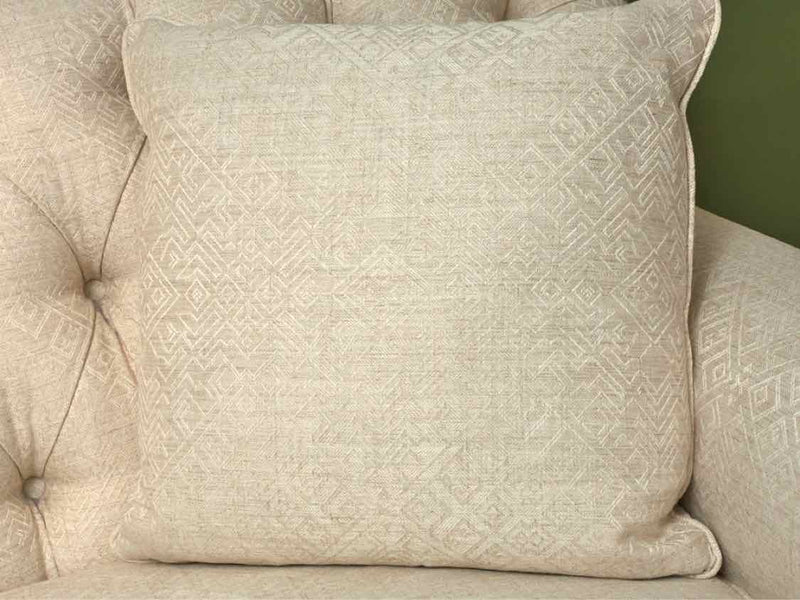 Hickory Chair Ivory Tufted Back Rolled Arms Silk & Wool Upholstered Sofa