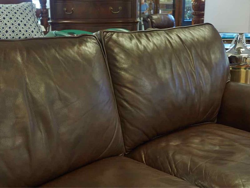 Ethan Allen Roll Arm Leather Loveseat