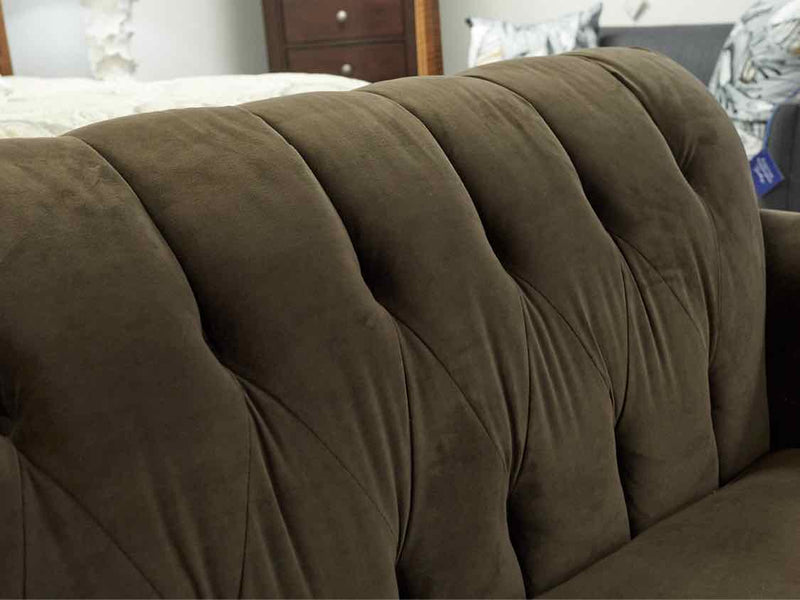 KFI Studio Home Chocolate Brown Micro Fiber Loveseat with Button Tufted  Back