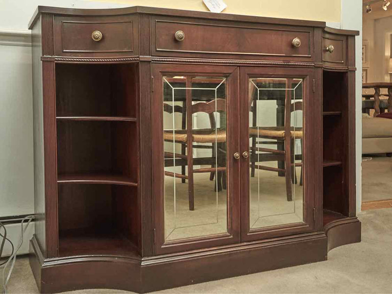 Jordan Marsh Mahogany Sideboard with 2 Mirrored Glass Doors