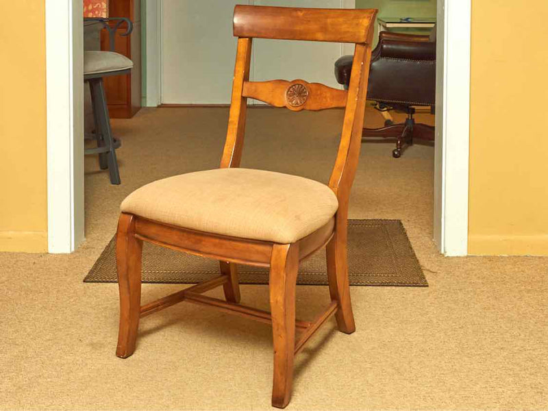 Set Of 6 Kincaid  Maple Upholstered Seats  Dining Chairs