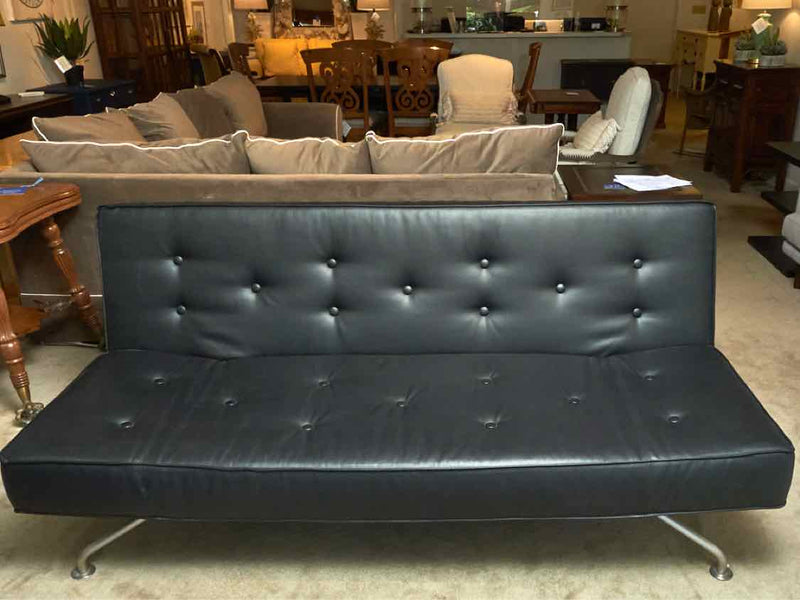 Bo Concept Black Bonded Leather Sofa Bed