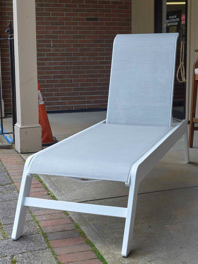 Pair of Windward 'Skyways Sling Armless  Chaise' White Loungers