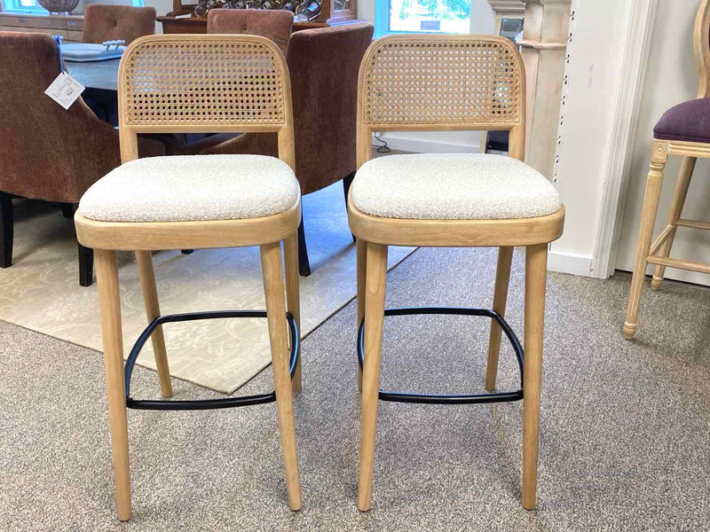 Pair of 'Edith' Cane Bar Stools