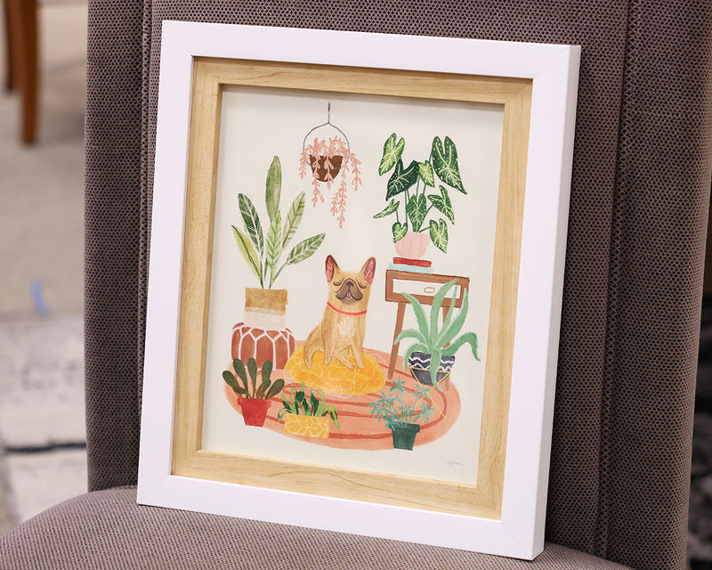 "Urban Jungle Dogs IV" Print in Natural Wood Frame