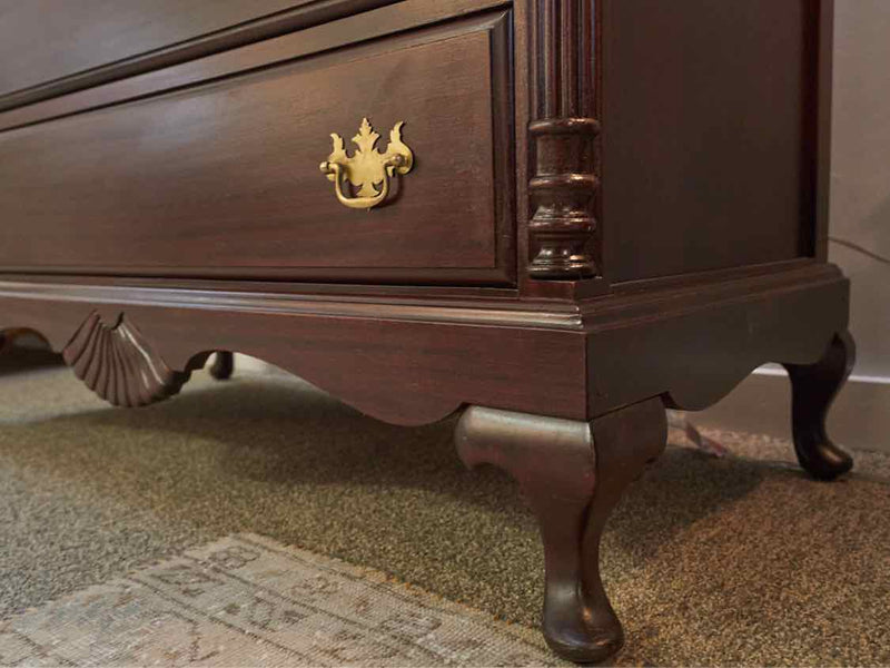 Mahogany 3 Over3 Drawer Dresser with Brass Chippendale Hardware