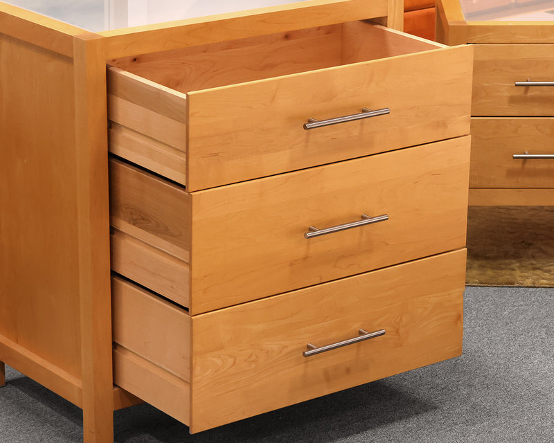 Copeland Light Maple 3 Drawer Chest with Frosted Glass Top