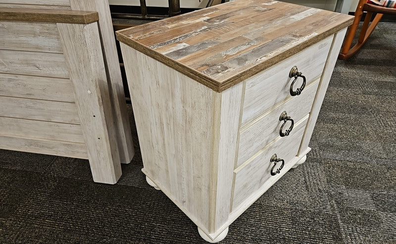 Rustic Whitewashed Nightstand