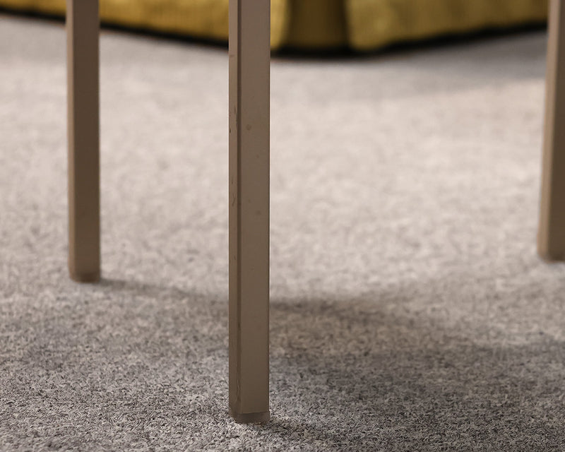 Pair of B&B MaxAlto side tables. Dark walnut finish on brushed silver legs