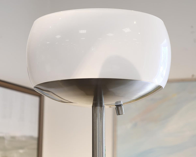 Chrome Floor Lamp with Milk Glass Globes